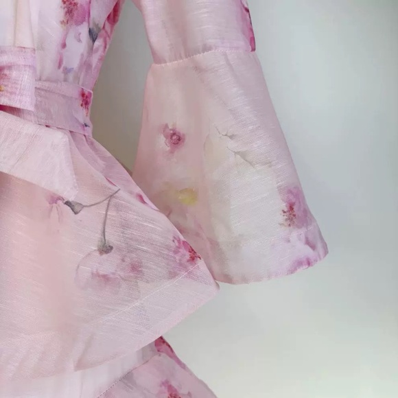 Designer-Style Pink Layered Ruffle Dress - Picture 4 of 5